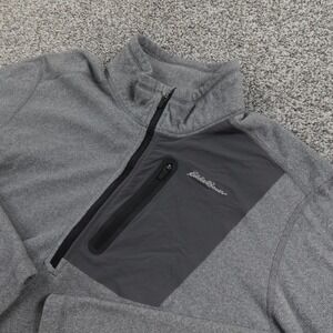 Eddie Bauer Pullover Mens L Gray First Ascent Fleece 1/4 Zip Outdoor Hiking Trek